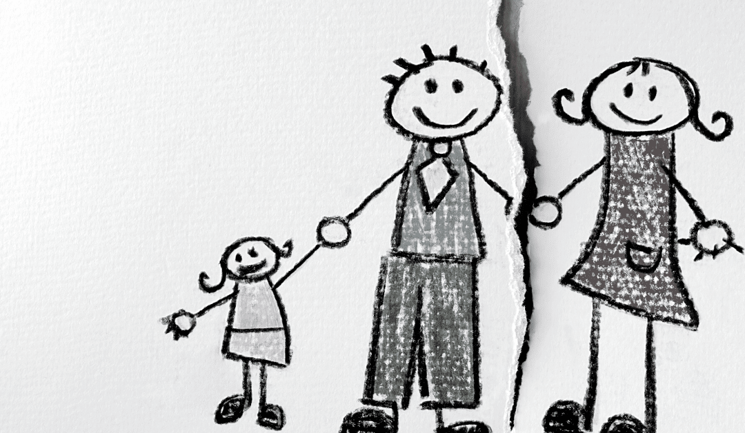 A child's drawing of a family torn apart